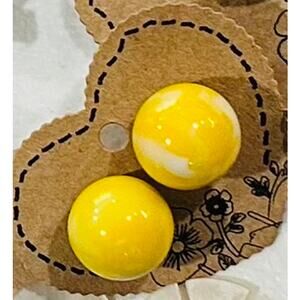 Cute Large Yellow Ball and Pink Ball Earrings- Pierced 2 Pair